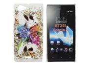 Kit Me Out USA Hard Clip on Case for Sony Xperia J White Coloured Butterfly