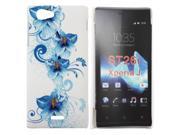 Kit Me Out USA Hard Clip on Case Screen Protector with MicroFibre Cleaning Cloth for Sony Xperia J Blue Floral
