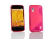 Kit Me Out USA TPU Gel Case for LG Nexus 4 E960 Hot Pink S Line Wave Pattern