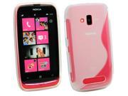 Kit Me Out USA TPU Gel Case Screen Protector with MicroFibre Cleaning Cloth for Nokia Lumia 610 Clear S Wave Pattern