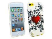 Kit Me Out USA TPU Gel Case Screen Protector with MicroFibre Cleaning Cloth for Apple iPod Touch 5 5th Generation Tattoo Heart