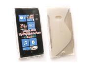 Kit Me Out USA TPU Gel Case Screen Protector with MicroFibre Cleaning Cloth for Nokia Lumia 900 Clear S Wave Pattern