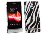 Kit Me Out USA Plastic Clip on Case for Sony Xperia P LT22i Black White Zebra