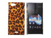 Kit Me Out USA Hard Clip on Case Screen Protector with MicroFibre Cleaning Cloth for Sony Xperia J Brown Leopard