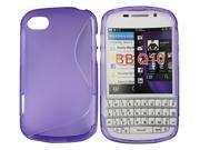 Kit Me Out USA TPU Gel Case for BlackBerry Q10 Purple S Line Wave Pattern