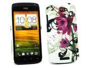 Kit Me Out USA Plastic Clip on Case Screen Protector with MicroFibre Cleaning Cloth for HTC One S Purple Bloom