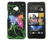 Kit Me Out USA Hard Clip on Case for HTC One M7 Black Graffiti Butterfly