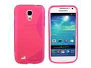 Kit Me Out USA TPU Gel Case Screen Protector with MicroFibre Cleaning Cloth for Samsung Galaxy S4 Mini i9190 NOT FOR S4 Hot Pink S Line Wave