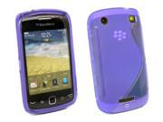 Kit Me Out USA TPU Gel Case Screen Protector with MicroFibre Cleaning Cloth for BlackBerry 9380 Curve 3G Purple S Line Wave