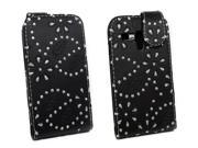 Kit Me Out USA PU Leather Flip Case for Samsung Galaxy S3 Mini i8190 Black Sparkling Glitter Design