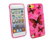 Kit Me Out USA TPU Gel Case Screen Protector with MicroFibre Cleaning Cloth for Apple iPod Touch 5 5th Generation Pink Butterflies