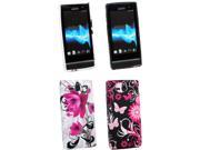 Kit Me Out USA TPU Gel Case Pack for Sony Xperia U ST25i Pink Garden Purple Bloom