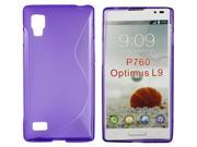 Kit Me Out USA TPU Gel Case Screen Protector with MicroFibre Cleaning Cloth for LG Optimus L9 P760 Purple S Line Wave Pattern