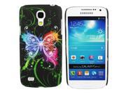 Kit Me Out USA Hard Clip on Case Screen Protector with MicroFibre Cleaning Cloth for Samsung Galaxy S4 Mini i9190 Black Graffiti Butterfly