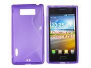 Kit Me Out USA TPU Gel Case Screen Protector with MicroFibre Cleaning Cloth for LG Optimus L7 P700 Purple S Line Wave Pattern