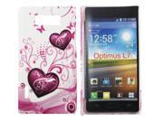 Kit Me Out USA Hard Clip on Case Screen Protector with MicroFibre Cleaning Cloth for LG Optimus L7 P700 Purple Hearts