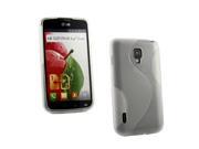 Kit Me Out USA TPU Gel Case for LG Optimus L7 2 DUAL P715 Clear S Line Wave Pattern
