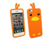 Kit Me Out USA Silicon Skin Screen Protector with MicroFibre Cleaning Cloth for Apple iPhone 5 5S Orange Cute Chicken Design