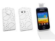 Kit Me Out USA PU Leather Flip Case for Samsung Galaxy Y S5360 White Sparkling Glitter Design