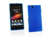 Kit Me Out USA TPU Gel Case Screen Protector with MicroFibre Cleaning Cloth for Sony Xperia Z Blue Frosted Pattern