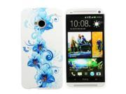 Kit Me Out USA TPU Gel Case for HTC One M7 Blue Floral