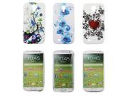 Kit Me Out USA TPU Gel Case Pack for Samsung Galaxy S4 i9500 Country Garden Floral Blue And Tattoo Heart