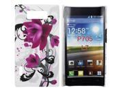 Kit Me Out USA Hard Clip on Case Screen Protector with MicroFibre Cleaning Cloth for LG Optimus L7 P700 Purple Bloom