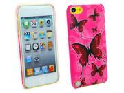 Kit Me Out USA Plastic Clip on Case Screen Protector with MicroFibre Cleaning Cloth for Apple iPod Touch 5 5th Generation Pink Butterflies