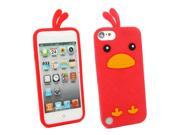Kit Me Out USA Silicon Skin Screen Protector with MicroFibre Cleaning Cloth for Apple iPod Touch 5 5th Generation Red Cute Chicken Design