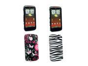 Kit Me Out USA Plastic Clip on Case Pack for HTC Sensation Sensation XE Pink Garden Black White Zebra