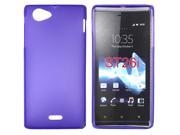 Kit Me Out USA TPU Gel Case for Sony Xperia J Purple Frosted Pattern