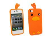 Kit Me Out USA Silicon Skin Screen Protector with MicroFibre Cleaning Cloth for Apple iPhone 4 4S Orange Cute Chicken Design
