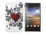 Kit Me Out USA Hard Clip on Case Screen Protector with MicroFibre Cleaning Cloth for LG Optimus L5 E610 Tattoo Heart