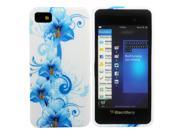 Kit Me Out USA TPU Gel Case Screen Protector with MicroFibre Cleaning Cloth for BlackBerry Z10 Blue Floral