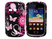 Kit Me Out USA TPU Gel Case for Samsung Galaxy Mini 2 S6500 Black Pink Garden