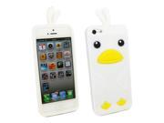 Kit Me Out USA Silicon Skin Screen Protector with MicroFibre Cleaning Cloth for Apple iPhone 5 5S White Cute Chicken Design