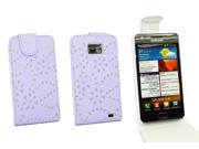 Kit Me Out USA PU Leather Flip Case Screen Protector with MicroFibre Cleaning Cloth for Samsung Galaxy S2 i9100 Purple Sparkling Glitter Design
