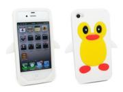 Kit Me Out USA Silicon Skin for Apple iPhone 4 4S White Cute Penguin Design