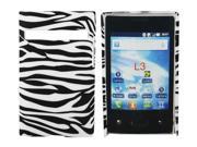 Kit Me Out USA Hard Clip on Case Screen Protector with MicroFibre Cleaning Cloth for LG Optimus L3 E400 Black White Zebra