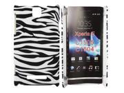 Kit Me Out USA Hard Clip on Case for Sony Xperia E Black White Zebra