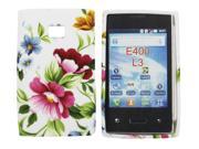 Kit Me Out USA TPU Gel Case Screen Protector with MicroFibre Cleaning Cloth for LG L3 E400 Multicoloured Vintage Flowers