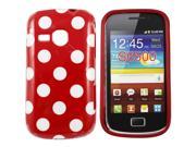 Kit Me Out USA IMD TPU Gel Case for Samsung Galaxy Mini 2 S6500 Red White Polka Dots