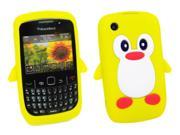 Kit Me Out USA Silicon Skin Screen Protector with MicroFibre Cleaning Cloth for BlackBerry 8520 9300 Curve 3G Yellow White Cute Penguin Design