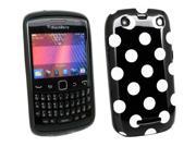 Kit Me Out USA IMD TPU Gel Case for BlackBerry 9350 9360 9370 3G Curve Black White Polka Dots