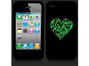 Kit Me Out USA Silicon Skin Screen Protector with MicroFibre Cleaning Cloth for Apple iPhone 4 4G Black White Luminous Tribal Heart
