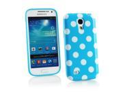 Kit Me Out USA IMD TPU Gel Case Screen Protector with MicroFibre Cleaning Cloth for Samsung Galaxy S4 Mini i9190 Blue White Polka Dots
