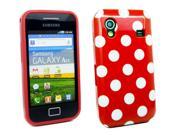 Kit Me Out USA IMD TPU Gel Case Screen Protector with MicroFibre Cleaning Cloth for Samsung Galaxy Ace S5830 Red White Polka Dots