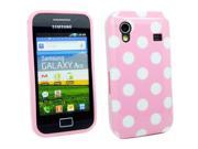 Kit Me Out USA IMD TPU Gel Case Screen Protector with MicroFibre Cleaning Cloth for Samsung Galaxy Ace S5830 Pink White Polka Dots
