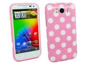 Kit Me Out USA IMD TPU Gel Case for HTC Sensation XL Pink White Polka Dots