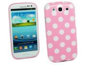 Kit Me Out USA IMD TPU Gel Case Screen Protector with MicroFibre Cleaning Cloth for Samsung Galaxy S3 III i9300 Pink White Polka Dots